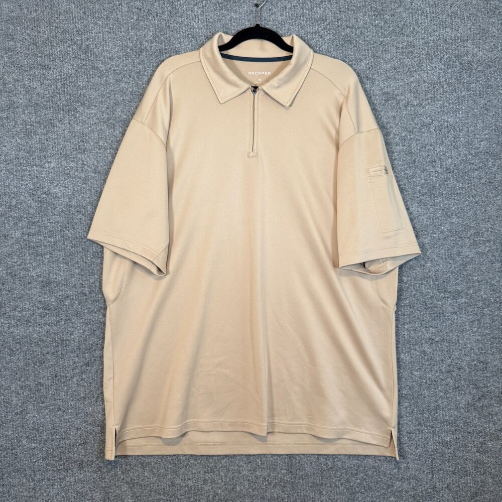 Propper Shirt Mens‎ XL Beige Performance Stretch Polo 1/4 Zip Workwear Uniform
